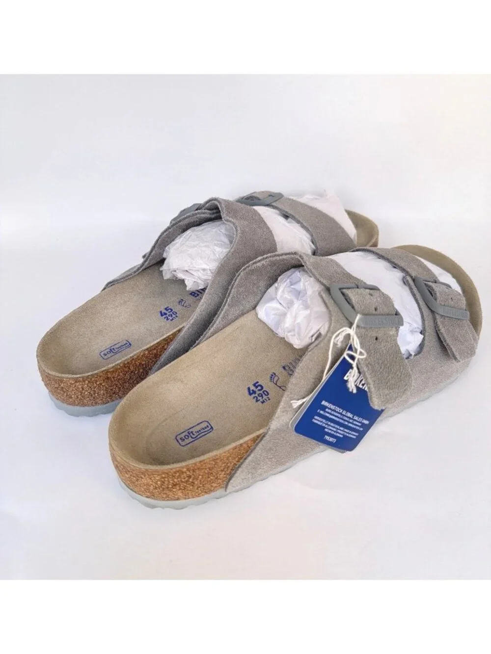 Birkenstock Arizona Suede Unisex Sandals Stone Coin Gray Men Size 45 - Picture 5 of 10